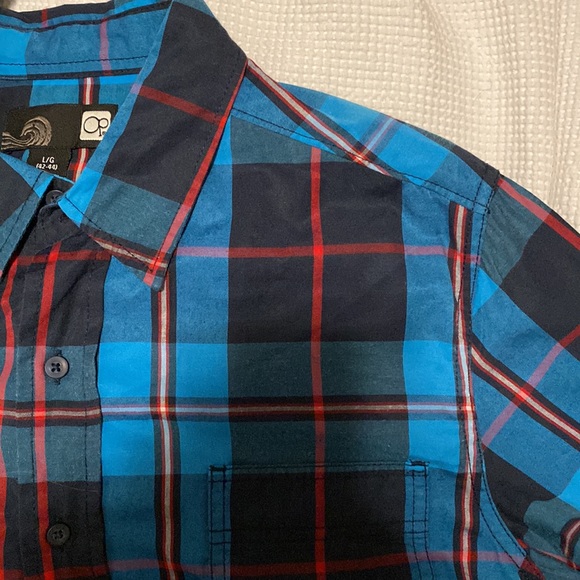 OP Blue and red plaid long sleeve shirt - Picture 5 of 5